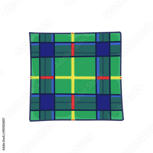 Irish heritage tartan pattern with green, blue, and red squares  