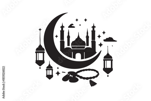 mosque illustration for ramadhan