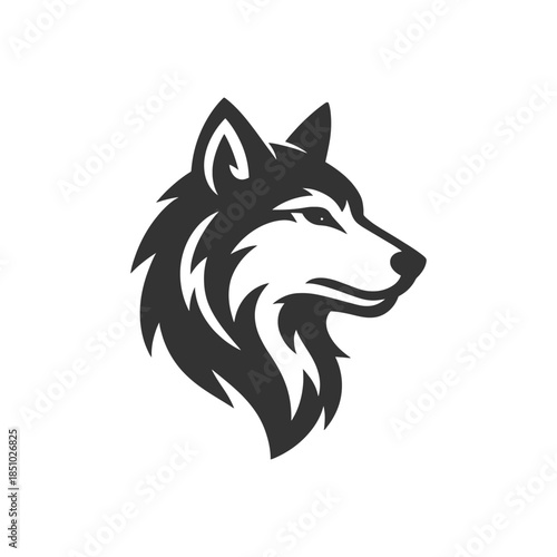 Powerful wolf head logo silhouette for branding, apparel, and creative projects, modern design style