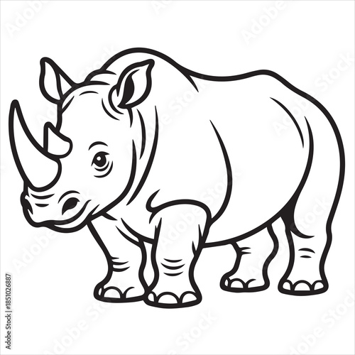 rhino vector illustration line art