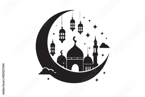 mosque illustration for ramadhan