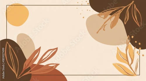 Wallpaper Mural Abstract arrangement of organic shapes and foliage in earthy tones. Torontodigital.ca