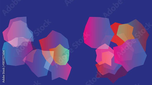 Colorful geometric shapes on blue background