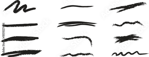 Collection of expressive black brush strokes and lines on a white background