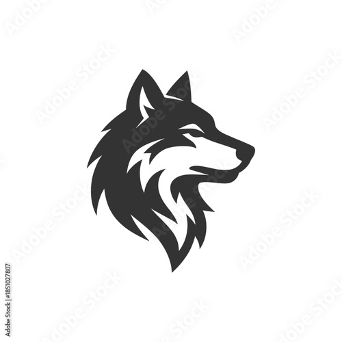 Striking wolf head logo design conveys strength and loyalty with a modern and minimalist aesthetic