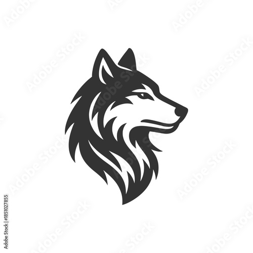 Striking wolf head logo design with sharp features, perfect for branding and modern aesthetic projects