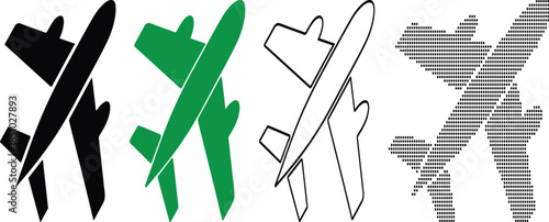 Four different airplanes in various design styles and colors