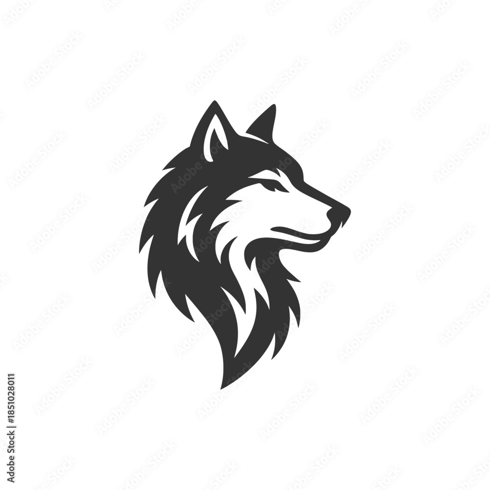 Fototapeta premium Striking wolf head logo for businesses seeking strength, loyalty, and a classic, powerful emblem