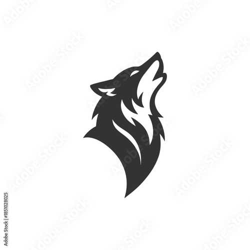 Striking wolf head silhouette howling to the sky creates a strong symbol, perfect for branding and logos