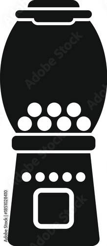 Gumball candy dispenser displaying sweets in flat style vector graphic