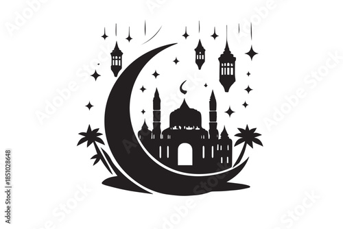 mosque illustration for ramadhan