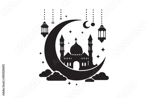 mosque illustration for ramadhan