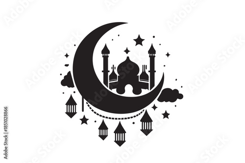 mosque illustration for ramadhan