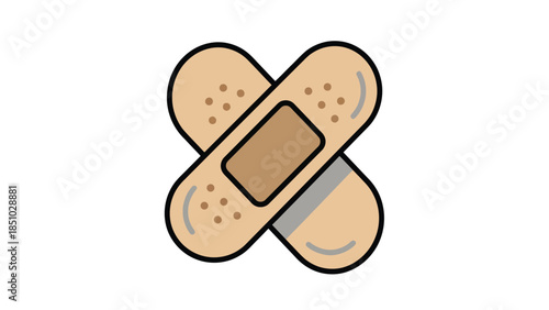 Two Bandages Crossed Together Isolated On White Background.