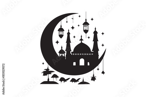 mosque illustration for ramadhan