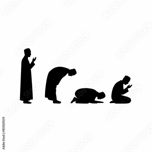 vector silhouette of a Muslim man performing prayer movement
