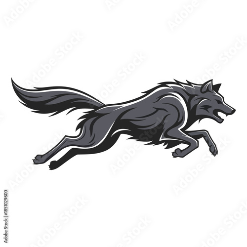 Black panther and black Wolf vector illustration running wild