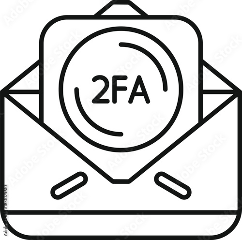 Envelope receiving mail with 2fa code verifying online account security