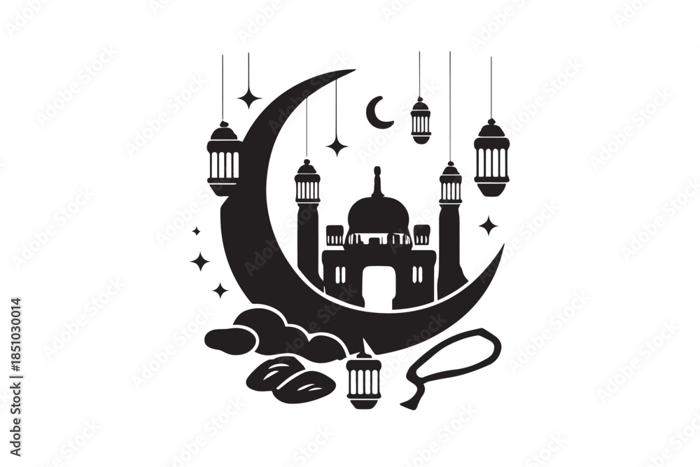 Fototapeta premium mosque illustration for ramadhan