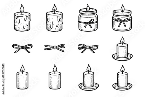 Base jar ceramic candle icon decor rope vector rustic tie