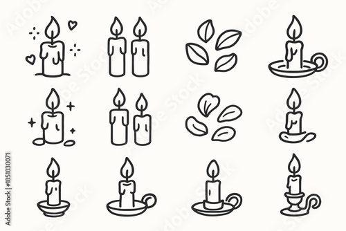 Candle two romantic icon holder artistic ambiance petals candles icons vector flower