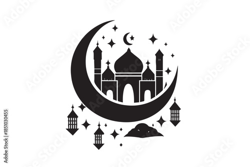 mosque illustration for ramadhan