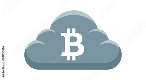 Bitcoin Cryptocurrency Cloud Storage Concept Icon on White Background - Decentralized Digital Currency & Blockchain Network Technology Illustration