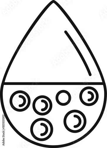 Blood drop outline graphic filled with cellular elements representing hematology