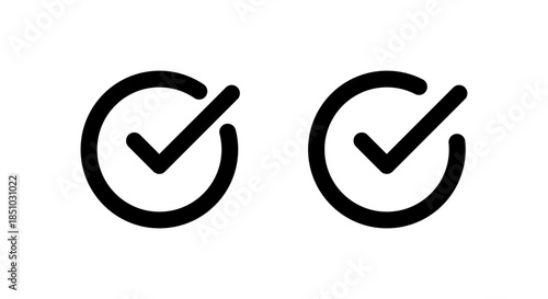 Checkmark and check mark icon set. Completed task confirmation Approval badge and success symbol
