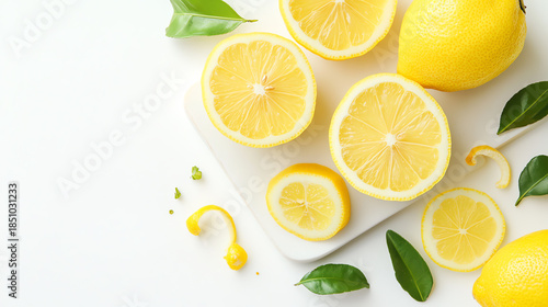 Wallpaper Mural Fresh lemons arranged on a white background, showcasing their vibrant color and juicy texture, perfect for culinary inspiration. Torontodigital.ca