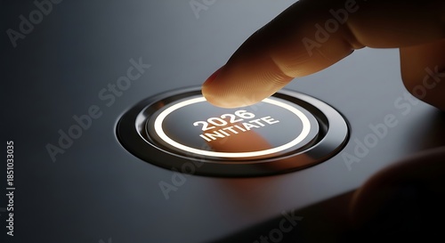 Initiating new year 2028 with a futuristic button