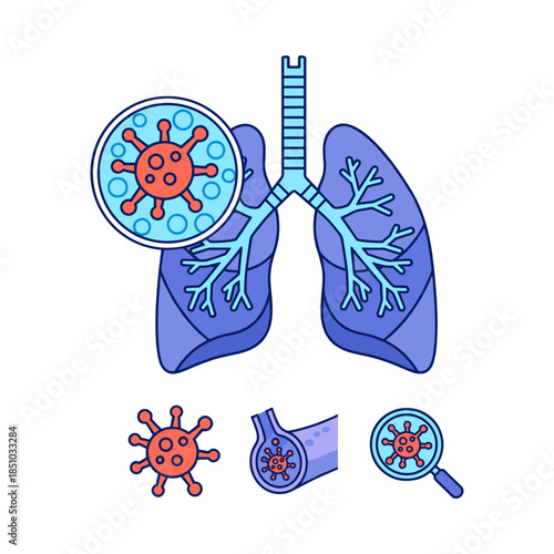 Human lungs having viral infection causing respiratory disease