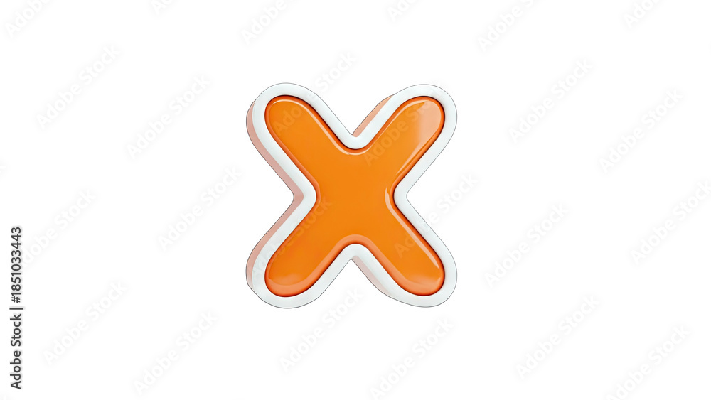 Obraz premium 3D Rendered Orange X Mark on White Background
