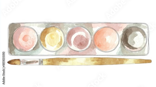 Wallpaper Mural Watercolor painting palette and brush. Torontodigital.ca