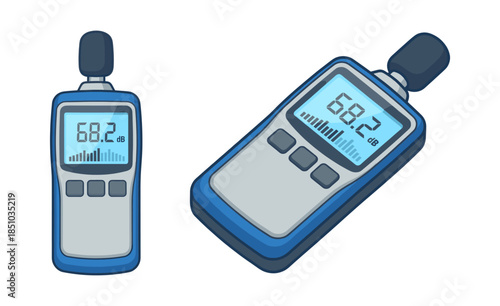 Handheld sound level meter measuring decibel noise