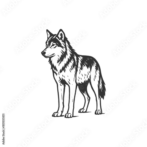 Mystic Claw Wolf Monoline Art