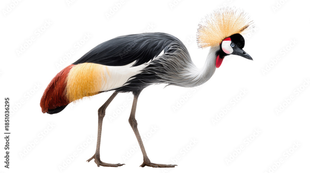 Naklejka premium Grey Crowned Crane isolated