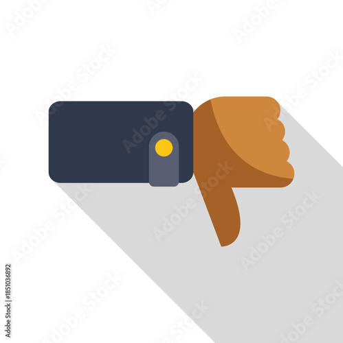 Hand showing disapproval with a thumbs down gesture and long shadow