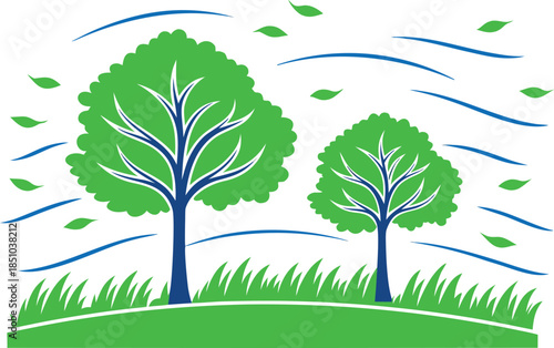 Vento Forte Strong Wind Weather Concept. Strong Wind Natural Force Illustration. Powerful Wind Weather Scene Design. Extreme Wind Motion Nature Artwork. Strong Wind Climate Condition Illustration