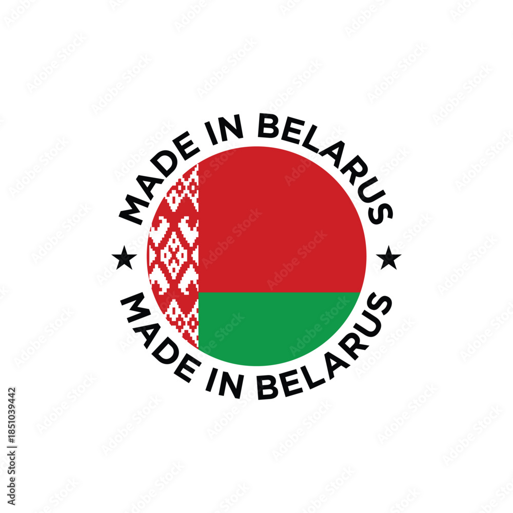 Obraz premium made in belarus label design with flag