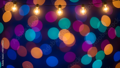 Wallpaper Mural Festive Glowing Light Bulbs with Colorful Bokeh Celebration Background Torontodigital.ca