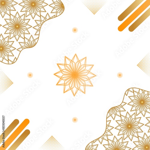 Elegant gold and white abstract background with star mandala and geometric patterns Vector