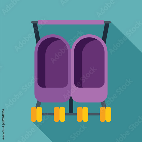 Stroller with two seats for twins or multiple children, featuring a flat design