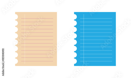 Notebook paper background, blank white worksheet exercise book, lined notebook paper, back to school vector design .Vector illustration .EPS 10 .