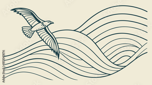 Seagull Soaring Over Ocean Waves