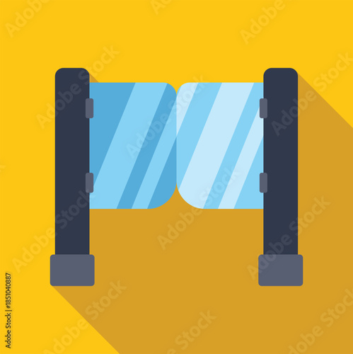 Turnstile gate bars moving, allowing access in a flat design illustration