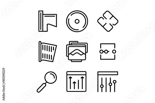 Media Editing and File Management Tool Icons for Creative Workflow Settings