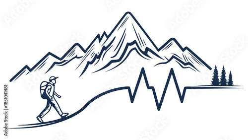 Mountain Trekking and Wellness Emblem