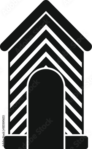 Sentry box booth with a striped pattern, symbolizing security and protection