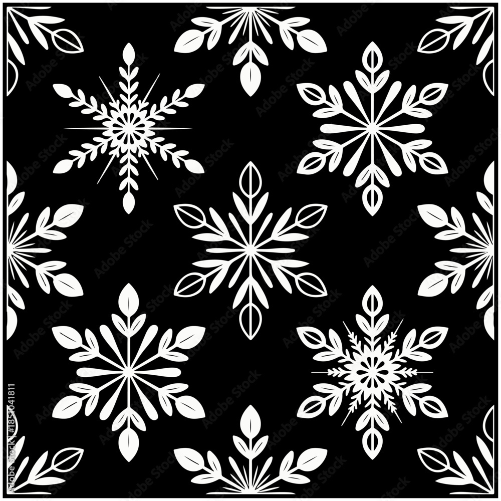 Fototapeta premium Floral Snowflake Fusion Pattern.
